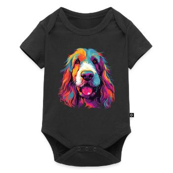 Watercolor Colorful Petit Basset Griffon - Baby Premium short-sleeve bodysuit - black - Front