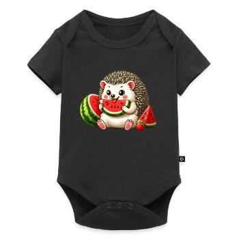 Hedgehog enjoys watermelon - Baby Premium short-sleeve bodysuit - black - Front