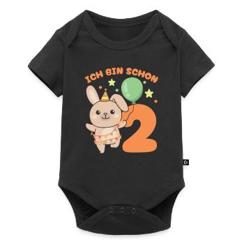 Ich bin schon 2 Hasen Geburtstags Kinder - Baby Premium Kurzarmbody - Schwarz - Vorne