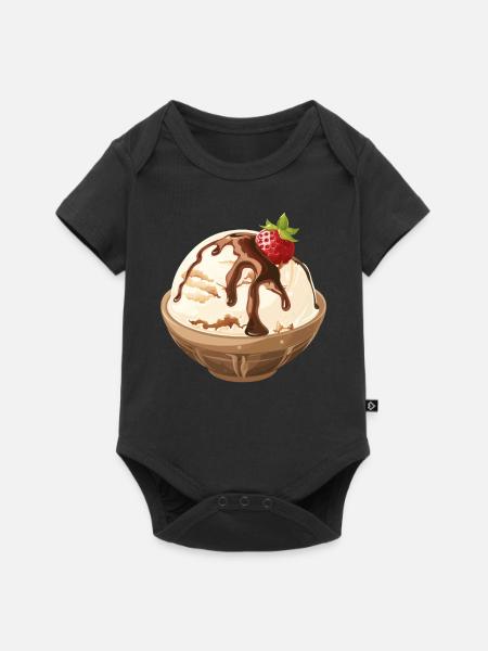Vanilleeis Mit Schokosoße Genuss - Baby Premium Kurzarmbody - Schwarz