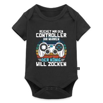 Reichet mir den Controller König Will Zocken - Baby Premium Kurzarmbody - Schwarz - Vorne