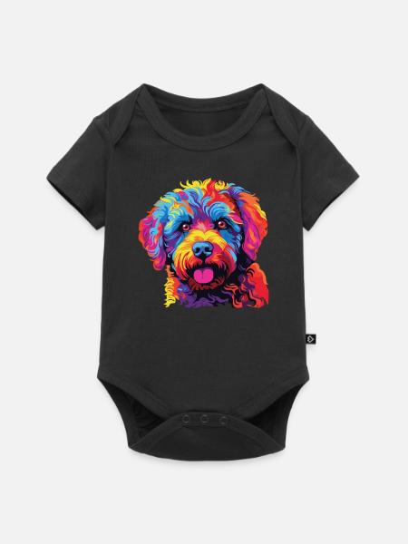 Acquerelli Colorati Lagotto Romagnolo - Body Premium a maniche corte per neonati  - nero