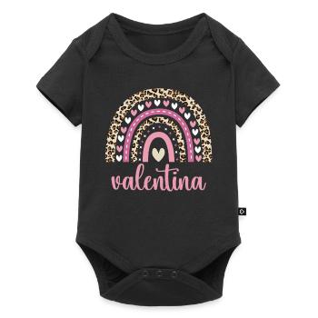 Valentina Regenbogen Name Geburtstag Valentina - Baby Premium Kurzarmbody - Schwarz - Vorne