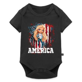 Patriotisches Amerikanisches Mädchen USA für - Baby Premium Kurzarmbody - Schwarz - Vorne