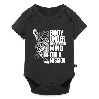 Body Under Construction Mind on a Mission - Baby Premium Kurzarmbody - Schwarz - Vorne