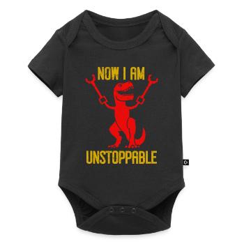 Rétro Maintenant je suis imparable Drôle T-Rex Dinosaure - Body à manches courtes Premium Bébé - noir - Devant
