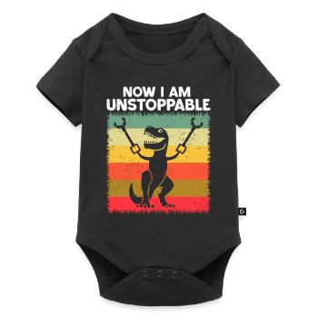 Rétro Maintenant je suis imparable Drôle T-Rex Dinosaure - Body à manches courtes Premium Bébé - noir - Devant