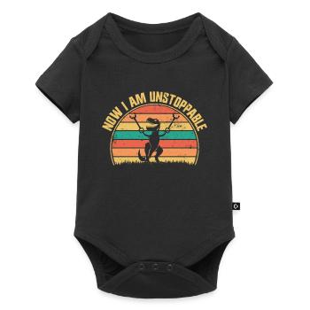 Rétro Maintenant je suis imparable Drôle T-Rex Dinosaure - Body à manches courtes Premium Bébé - noir - Devant