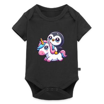 Un pingouin sur une licorne - Body à manches courtes Premium Bébé - noir - Devant