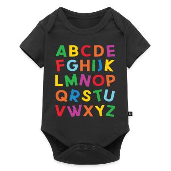 ABC lettres de l'alphabet colorées pour lecture - Body à manches courtes Premium Bébé - noir - Devant