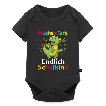Drachenstark Endlich Schulkind - Baby Premium Kurzarmbody - Schwarz - Vorne