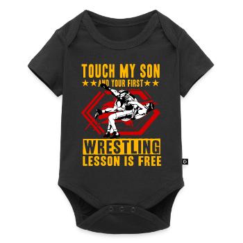 Touch my Son and your first Wrestling lesson is - Baby Premium short-sleeve bodysuit - black - Front