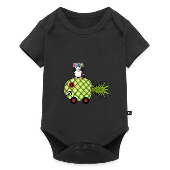 Ananas Auto Maus Wohnwagen Ratte - Baby Premium Kurzarmbody - Schwarz - Vorne