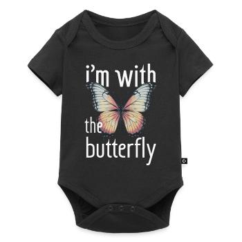 Schmetterling Monarchfalter Bunt Schmetterlinge - Baby Premium Kurzarmbody - Schwarz - Vorne