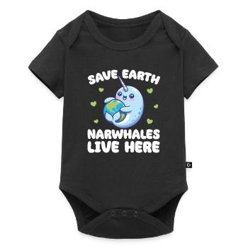 Sauvez la Terre Les narvals vivent ici Jour de la Terre - Body à manches courtes Premium Bébé - noir - Devant