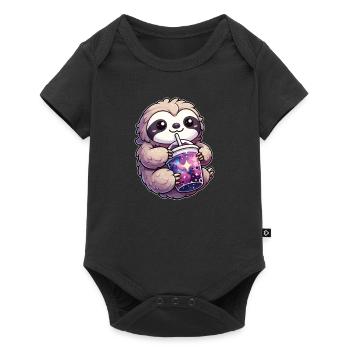 Faultiere trinken Bubble Tea Galaxie Boba Faultier - Baby Premium Kurzarmbody - Schwarz - Vorne