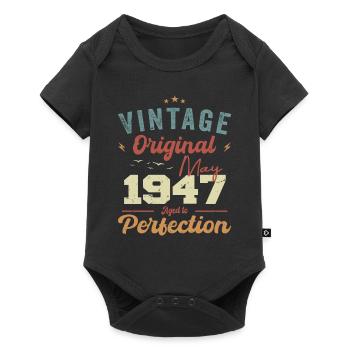 Mai 1947 Geburtstag Mai 1947 Geschenk Mai 1947 - Baby Premium Kurzarmbody - Schwarz - Vorne