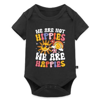 We Are Not Hippies We Are Happies für einen - Baby Premium Kurzarmbody - Schwarz - Vorne