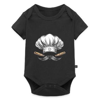 Toque de chef avec couteaux et moustache - Body à manches courtes Premium Bébé - noir - Devant