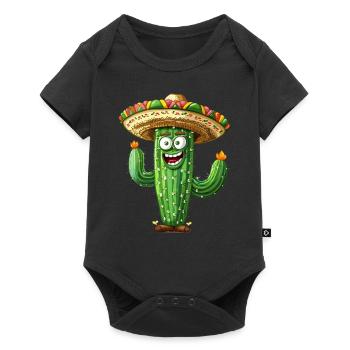 Drôle de cactus avec sombrero ardent - Body à manches courtes Premium Bébé - noir - Devant