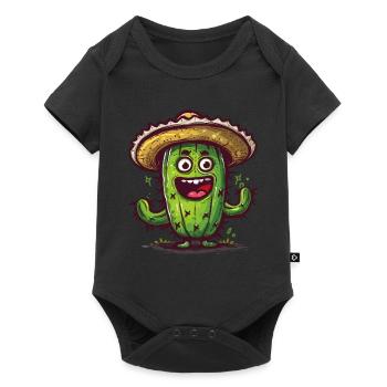 Funny cactus with sombrero dancing - Baby Premium short-sleeve bodysuit - black - Front