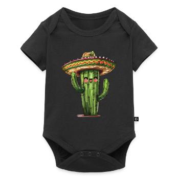 Funny cactus with sombrero - Baby Premium short-sleeve bodysuit - black - Front
