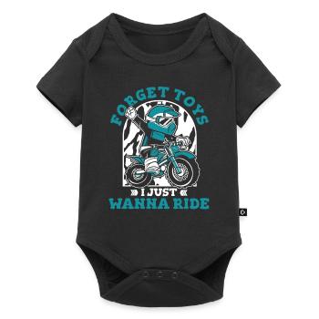Forget Toys I Just Wanna Ride Motorcycle Racing - Baby Premium short-sleeve bodysuit - black - Front