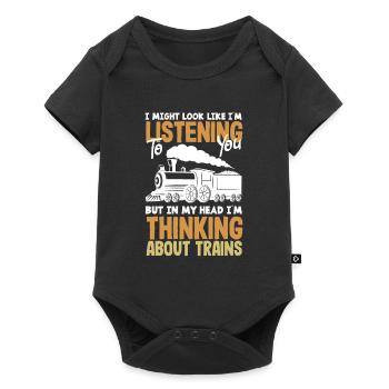 Drôle de Train amant Trains Locomotive cadeau - Body à manches courtes Premium Bébé - noir - Devant