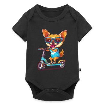 Chihuahua Scooter - Baby Premium short-sleeve bodysuit - black - Front
