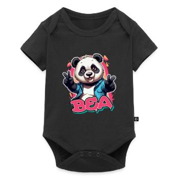 BEA - Beautiful Girl Name with Cool Panda - Baby Premium short-sleeve bodysuit - black - Front