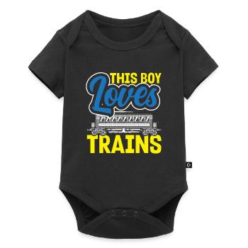Drôle de Train amant Trains Locomotive cadeau - Body à manches courtes Premium Bébé - noir - Devant