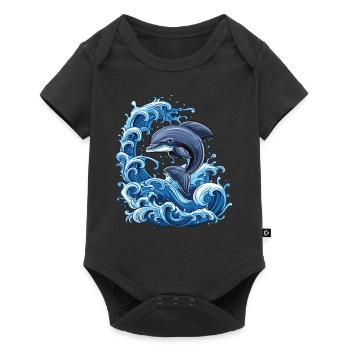 Dolphin, Water, Waves, Ocean - Baby Premium short-sleeve bodysuit - black - Front