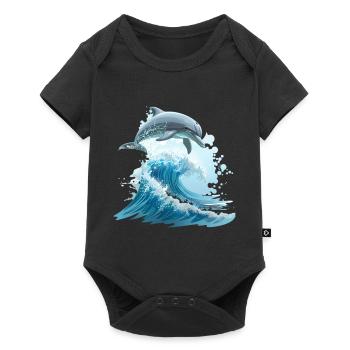 Dolphin Ocean Jump Sea - Baby Premium short-sleeve bodysuit - black - Front