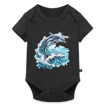 Dolphin Surrounded by Ocean Waves - Baby Premium short-sleeve bodysuit - black - Front