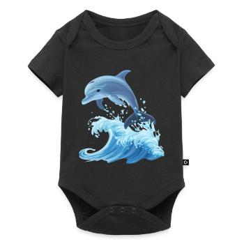 Dolphin Graphic with Waves Dolphin Lover Ocean - Baby Premium short-sleeve bodysuit - black - Front
