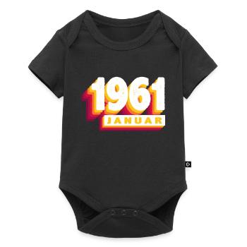 janvier 1961 0 63 ans homme femme anniversaire - Body à manches courtes Premium Bébé - noir - Devant