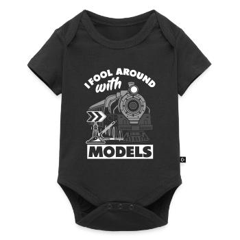 Drôle de Train amant Trains Locomotive cadeau - Body à manches courtes Premium Bébé - noir - Devant