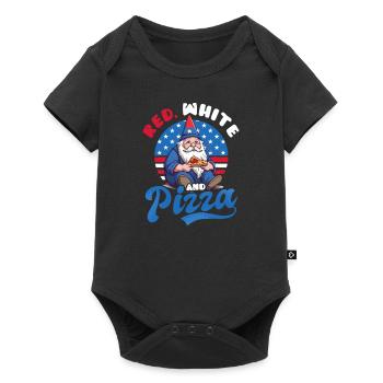4 juillet Gnome américain rouge blanc et pizza - Body à manches courtes Premium Bébé - noir - Devant