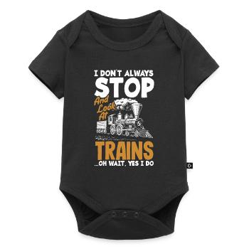 Drôle de Train amant Trains Locomotive cadeau - Body à manches courtes Premium Bébé - noir - Devant