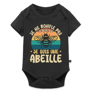 Ich schnarche nicht, ich träume, ich bin eine Biene - Baby Premium Kurzarmbody - Schwarz - Vorne