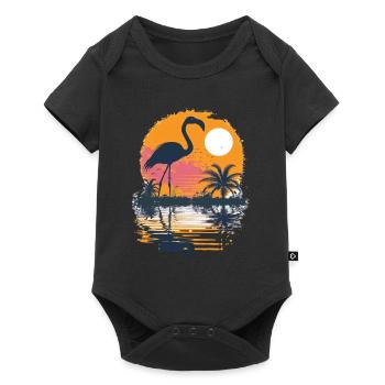 Flamingo Illustration - Baby Premium short-sleeve bodysuit - black - Front