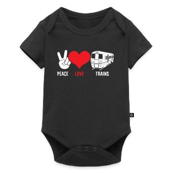Drôle de Train amant Trains Locomotive cadeau - Body à manches courtes Premium Bébé - noir - Devant