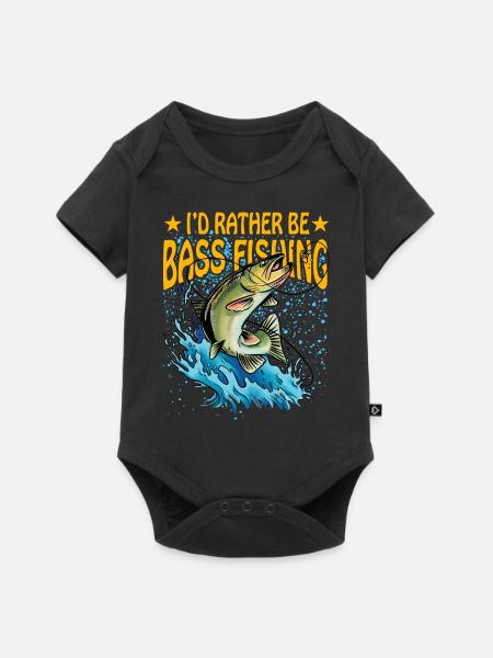 Ich wäre lieber Barschfischen - Baby Premium Kurzarmbody - Schwarz