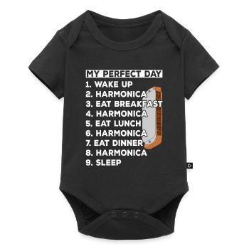 My Perfect Day Harmonica Day Plan Harmonica Player - Baby Premium Kurzarmbody - Schwarz - Vorne