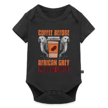 Perroquet gris africain café oiseau propriétaire amateur de café - Body à manches courtes Premium Bébé - noir - Devant