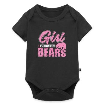 Fille qui aime les ours animaux de la forêt - Body à manches courtes Premium Bébé - noir - Devant