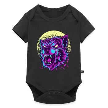 Wütender Wolf T-Shirt Vintage Retro Wölfe Hundehund - Baby Premium Kurzarmbody - Schwarz - Vorne