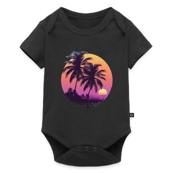Sunny Palm Trees Sunset - Baby Premium short-sleeve bodysuit - black - Front