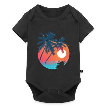 Coucher de soleil tropical avec des palmiers - Body à manches courtes Premium Bébé - noir - Devant