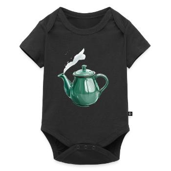 Green Teapot with Magic Steam - Baby Premium short-sleeve bodysuit - black - Front